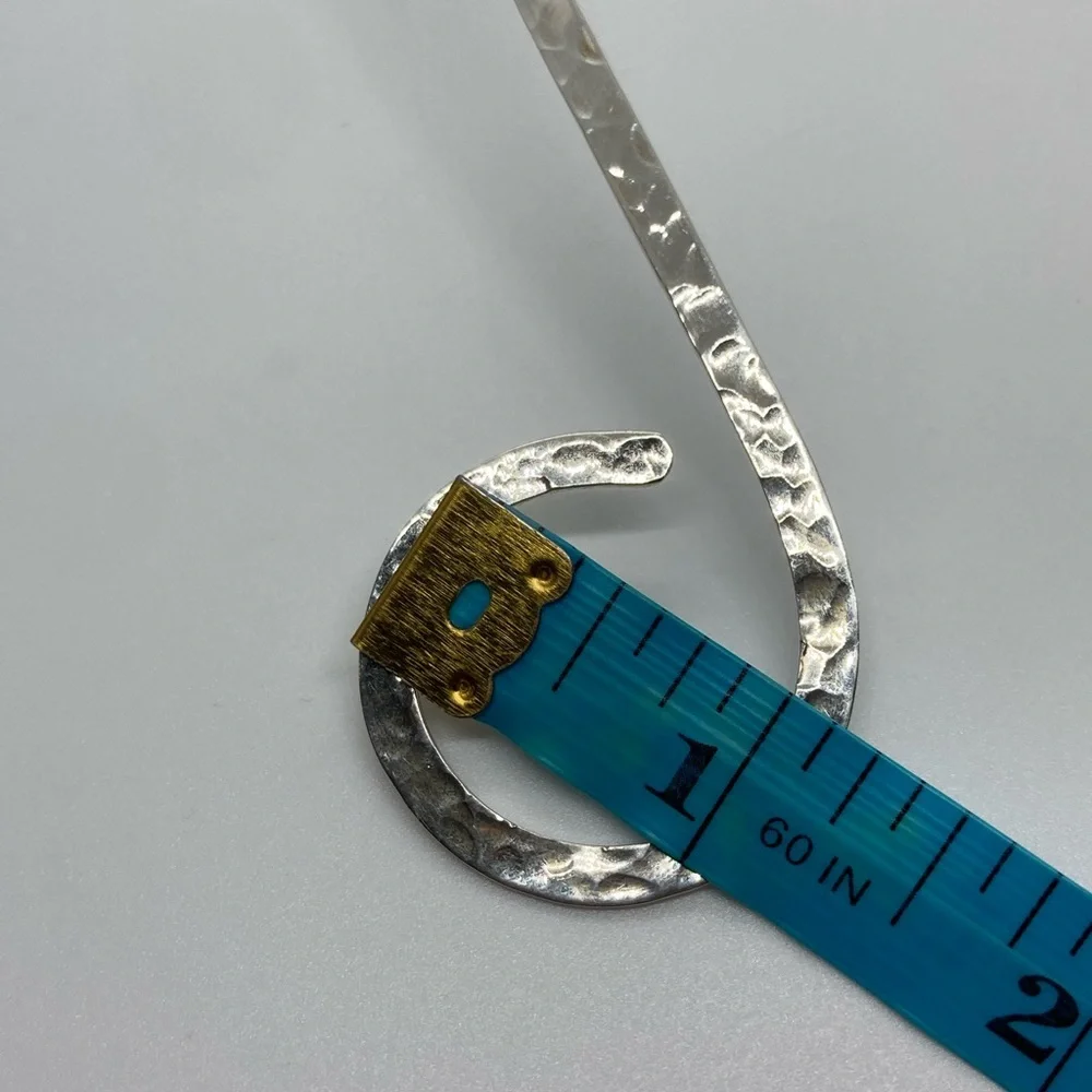 Vtg 925 Sterling Silver Hammered Choker Torc Torque Collar Necklace | 10” + 2.5” - Picture 12 of 14